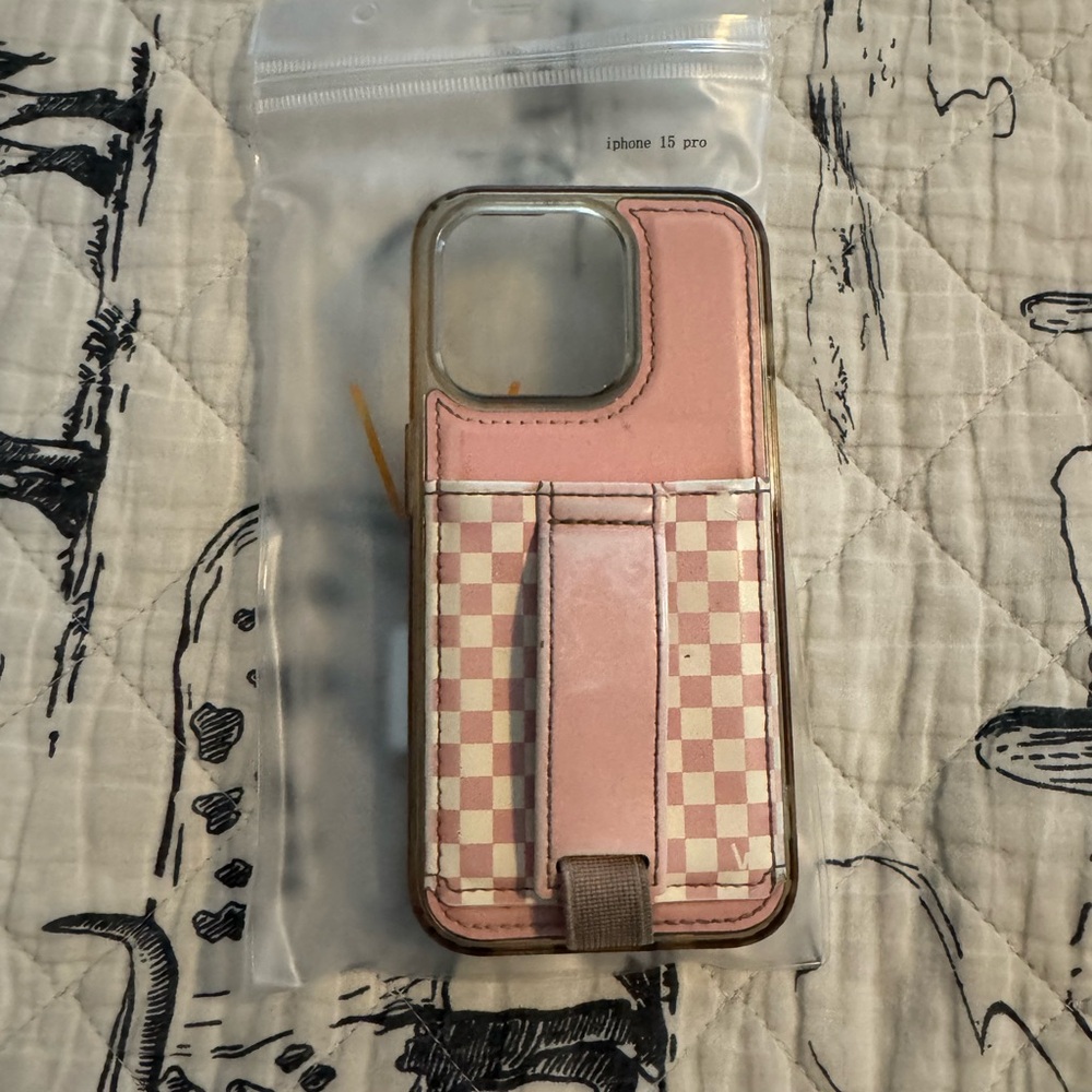Pink Checkered Phone Case for iPhone 15 Pro